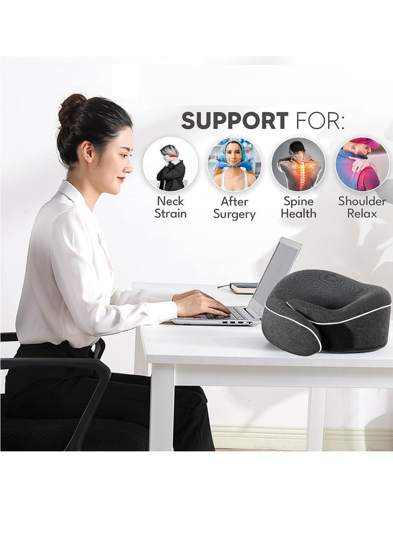 VUCATIN Neck Pillow Memory Foam Travel Neck Pillow with Washable Cover Portable Travel Neck Pillow for Traveling Car Home Office Pain Relief Sleeping Neck Pillows (U-shaped Pillow Grey) - Image 4
