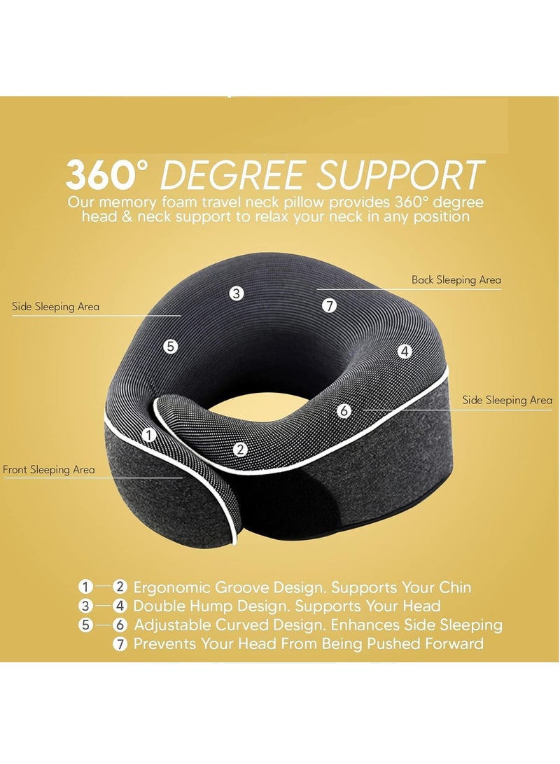 VUCATIN Neck Pillow Memory Foam Travel Neck Pillow with Washable Cover Portable Travel Neck Pillow for Traveling Car Home Office Pain Relief Sleeping Neck Pillows (U-shaped Pillow Grey) - Image 3