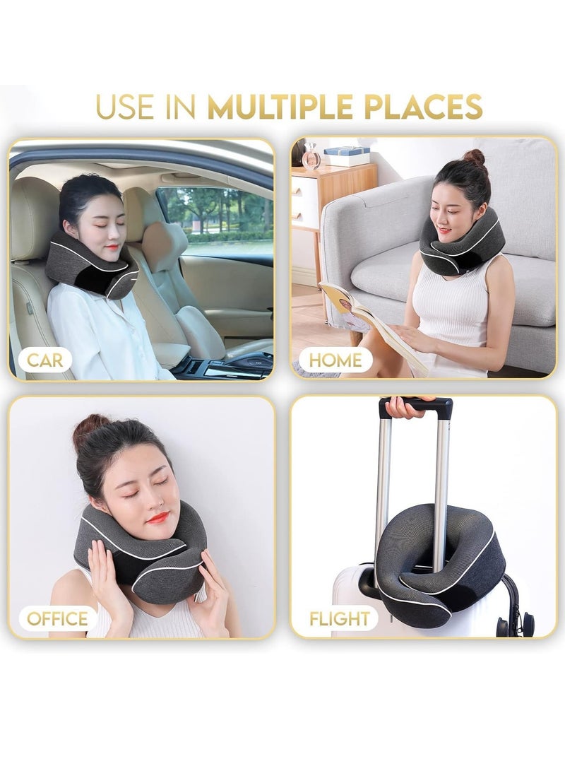 VUCATIN Neck Pillow Memory Foam Travel Neck Pillow with Washable Cover Portable Travel Neck Pillow for Traveling Car Home Office Pain Relief Sleeping Neck Pillows (U-shaped Pillow Grey) - Image 5