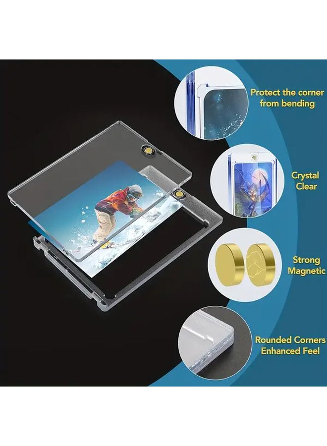 2 Pcs Magnetic Card Holder 35Pt One Card Slot UV Protection Hard Plastic Case for Trading Cards Baseball Cards Sports Card Display Box - Image 2