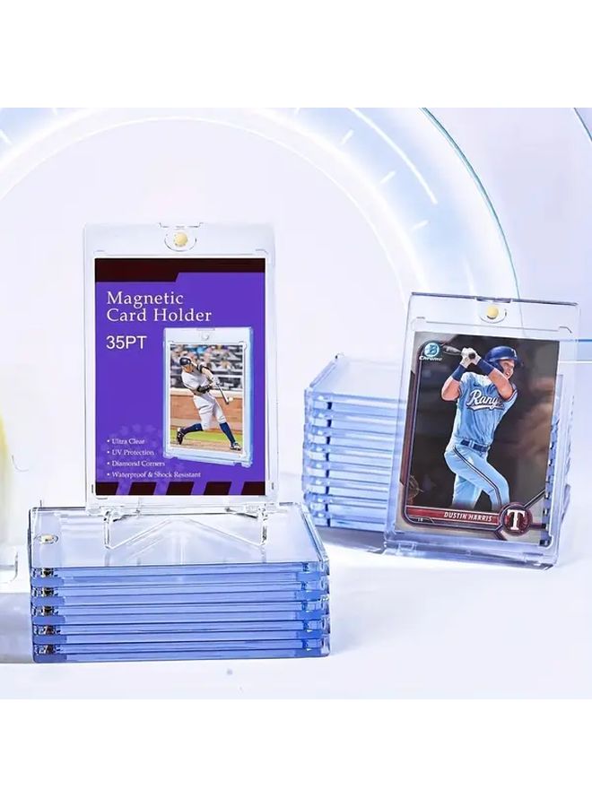 2 Pcs Magnetic Card Holder 35Pt One Card Slot UV Protection Hard Plastic Case for Trading Cards Baseball Cards Sports Card Display Box - Image 1