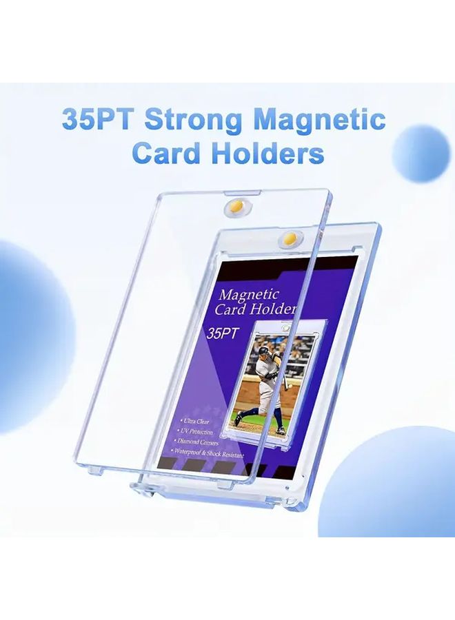 2 Pcs Magnetic Card Holder 35Pt One Card Slot UV Protection Hard Plastic Case for Trading Cards Baseball Cards Sports Card Display Box - Image 4