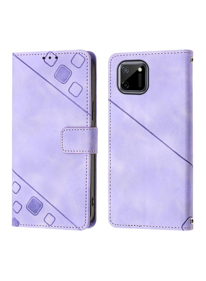 S-TOP Case For Realme C11 Skin-feel Embossed Leather Phone Case - Image 2