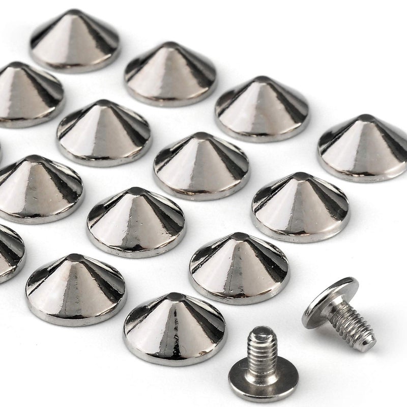 YORANYO 100 Sets Cone Spikes and Studs 4.7MM Height Silver Color 3/16" Bullet Spikes Screw Back Punk Studs and Spikes for Clothing Shoes Leather Craft Belts Bag Rivets with Installation Tools - Image 4