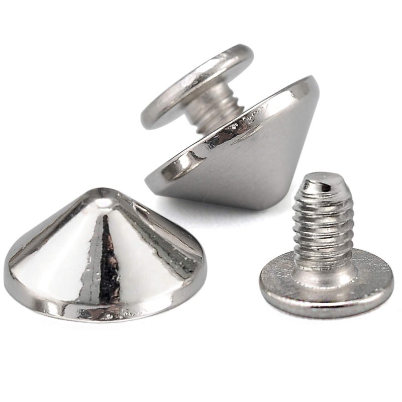 YORANYO 100 Sets Cone Spikes and Studs 4.7MM Height Silver Color 3/16" Bullet Spikes Screw Back Punk Studs and Spikes for Clothing Shoes Leather Craft Belts Bag Rivets with Installation Tools - Image 3