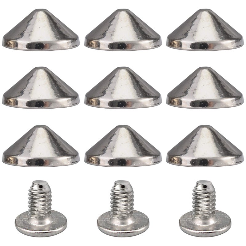 YORANYO 100 Sets Cone Spikes and Studs 4.7MM Height Silver Color 3/16" Bullet Spikes Screw Back Punk Studs and Spikes for Clothing Shoes Leather Craft Belts Bag Rivets with Installation Tools - Image 5