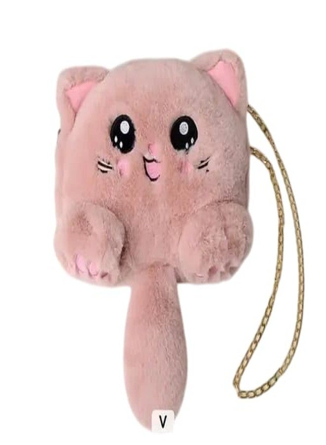 NAPP MALL Cat Animal Shoulder Bag Messenger Bags Faux Fur Handbag Chain Cartoon Crossbody Handbags Unique designer sling bag Handbag With Chain kids sling Bag Handbag for Girls (Pink Cat) - Image 1