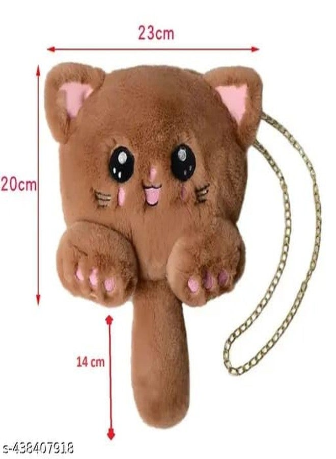 NAPP MALL Cat Animal Shoulder Bag Messenger Bags Faux Fur Handbag Chain Cartoon Crossbody Handbags Unique designer sling bag Handbag With Chain kids sling Bag Handbag for Girls (Pink Cat) - Image 5