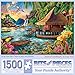Bits and Pieces 1500 Piece Puzzles for Adults Large 24 x 33 Large Jigsaw Puzzles 1500 Pieces Tiki Hut Polynesian Lagoon Random Die Cut No 2 Pieces Alike Tropical Landscape - Image 2
