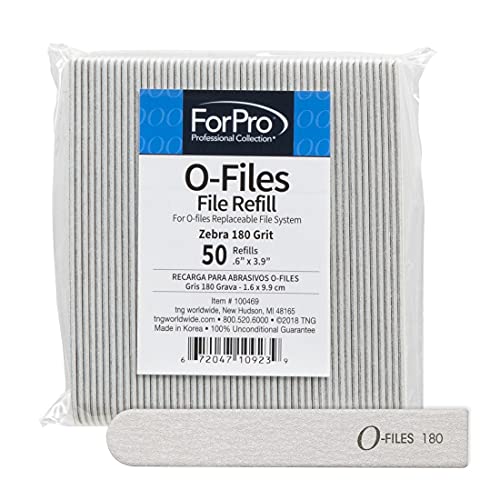 مجموعة ForPro الاحترافية لنظام الملفات القابلة للاستبدال زيبرا 180 حبيبة لملفات الأظافر مانكير إعادة التعبئة 39 سم × 6 سم 50 قطعة