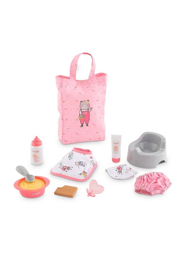 Corolle Corolle - Large Accessories Set for Mon Premier Poupon 12" Baby Dolls, 11-Piece Set Includes Bottle, Bib, Diaper, Potty, Pacifier, Tote Bag and More  - Image 1