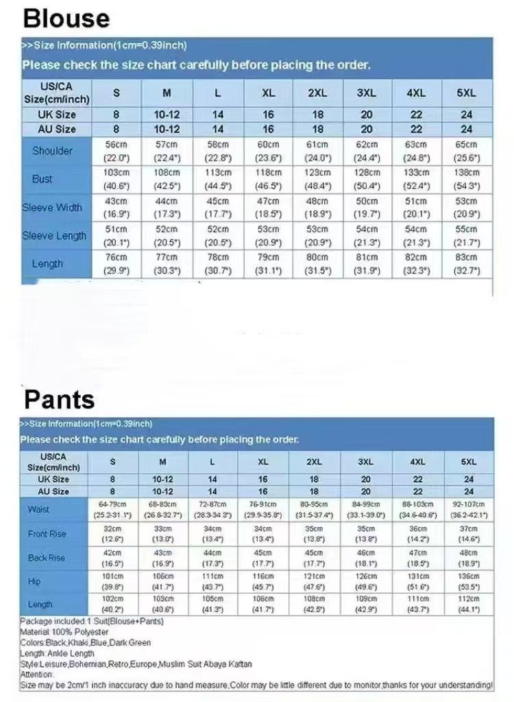 Cotton and linen women's two-piece shirt patch pack and pants blue - Image 4