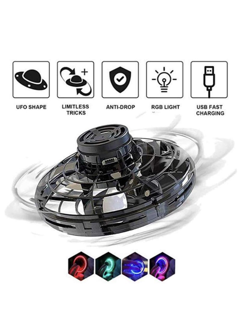 Scrolls Flying Spinner, Flying Fidget Spinner with LED Lights, Kids Flying Spinner with USB Rechargeable for Fun Indoor Outdoor (Black) - Image 4