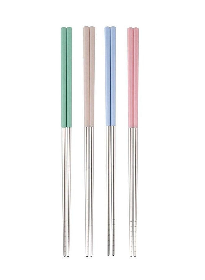 MARMIX Stainless Steel Spiral Wheat Chopsticks Gift Set Lightweight Reusable - 4 Pairs - Image 1