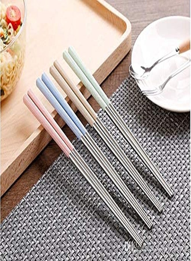 MARMIX Stainless Steel Spiral Wheat Chopsticks Gift Set Lightweight Reusable - 4 Pairs - Image 5