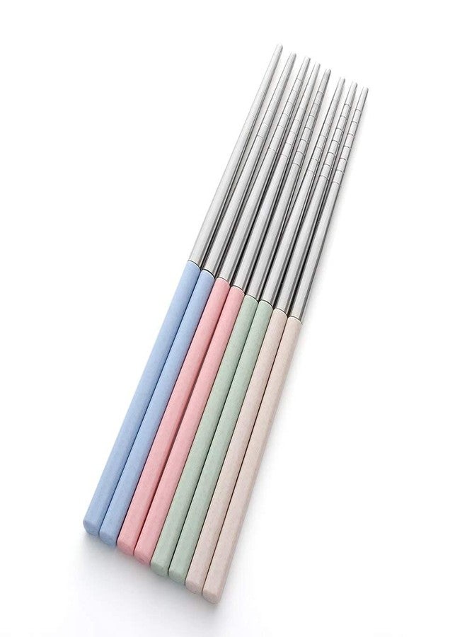MARMIX Stainless Steel Spiral Wheat Chopsticks Gift Set Lightweight Reusable - 4 Pairs - Image 4
