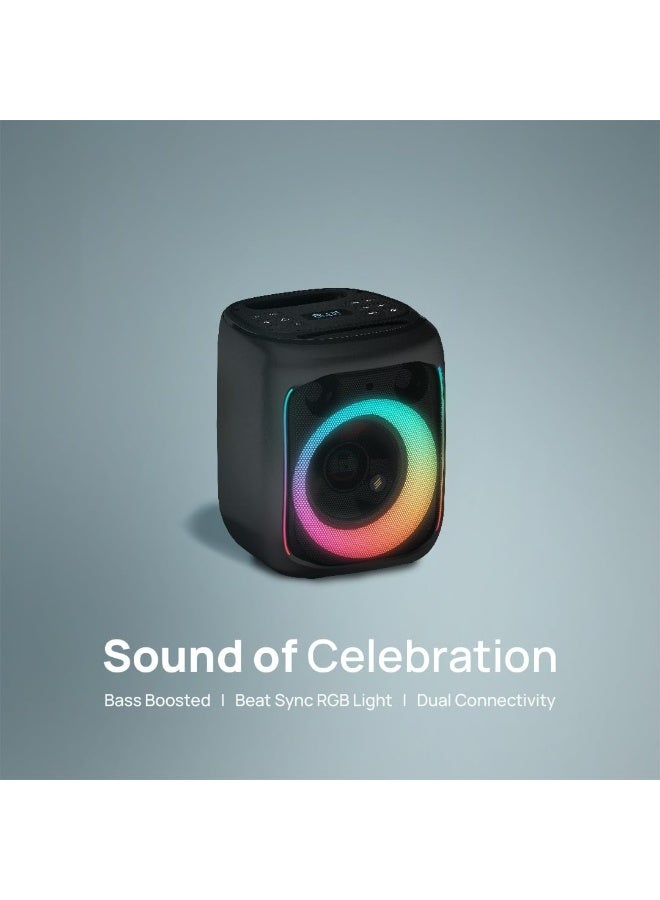 Smartix Portable Bluetooth Speaker 40W Wireless Speaker with Loud Stereo Sound & Powerful Bass, LED Screen, EQ, RGB Light, Bluetooth V5.0, Double Pairing, AUX-IN, Mic, microSD, FM Radio - Black - Image 5