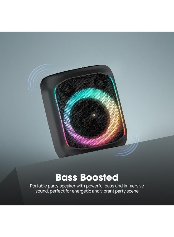 Smartix Portable Bluetooth Speaker 40W Wireless Speaker with Loud Stereo Sound & Powerful Bass, LED Screen, EQ, RGB Light, Bluetooth V5.0, Double Pairing, AUX-IN, Mic, microSD, FM Radio - Black - Image 4