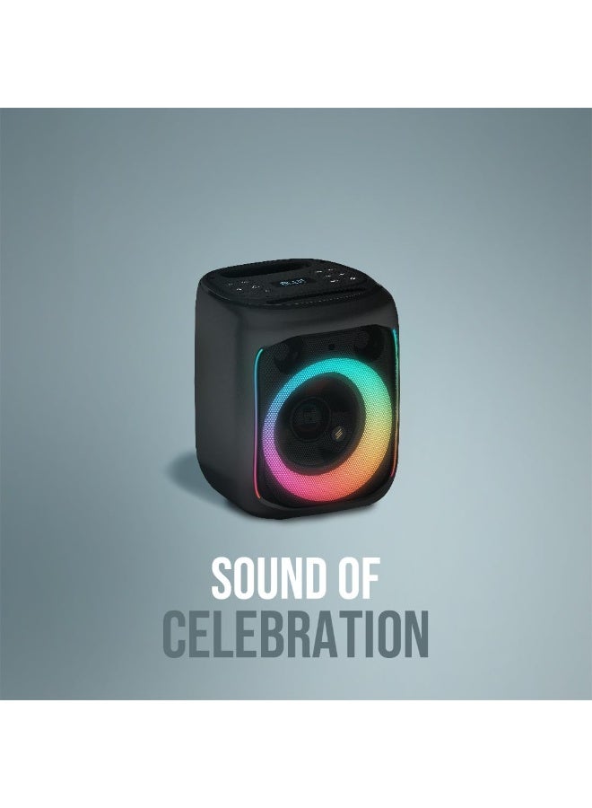 Smartix Portable Bluetooth Speaker 40W Wireless Speaker with Loud Stereo Sound & Powerful Bass, LED Screen, EQ, RGB Light, Bluetooth V5.0, Double Pairing, AUX-IN, Mic, microSD, FM Radio - Black - Image 3