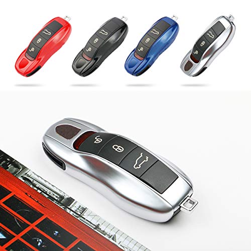Jaronx 3PCS Remote Key Covers for Boxster Turbo Cayenne Panamera Macan Cayman 911, Glossy Silver Key Fob Shell Cover Painted Keyless Entry Skin Protectors - Image 2