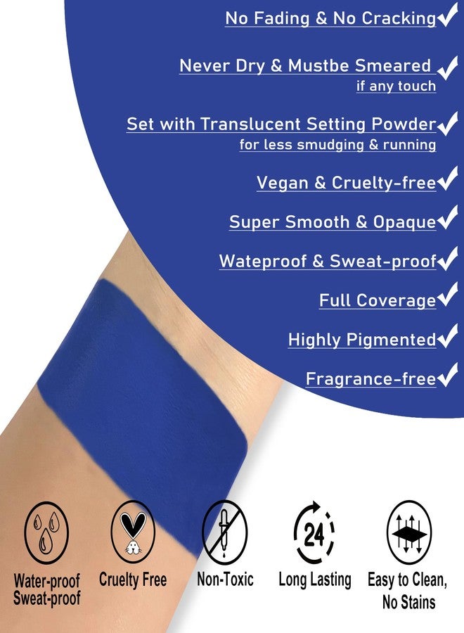 CCBeauty Blue Face Body Paint Stick, Cream Dark Blue Baseball Eye Black Sticks for Sports, Grease Foundation Makeup, Face Painting Kit for Halloween Avatar Mystique Smurf Cosplay Costume Parties - Image 2