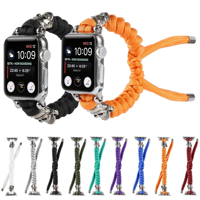 Skull Umbrella Cord Braided Watch Band For Apple Watch Ultra 49mm&Watch Ultra 2 49mm / Series 9&8&7 45mm / SE 3&SE 2&6&SE&5&4 44mm / 3&2&1 42mm(White)