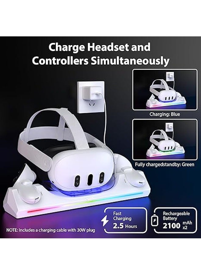 General Meta Quest 3 RGB Light Charging Dock, 30W Fast Charging VR Headset Charging Dock for Quest 3 Headset and Controller Charging Station  - Image 3