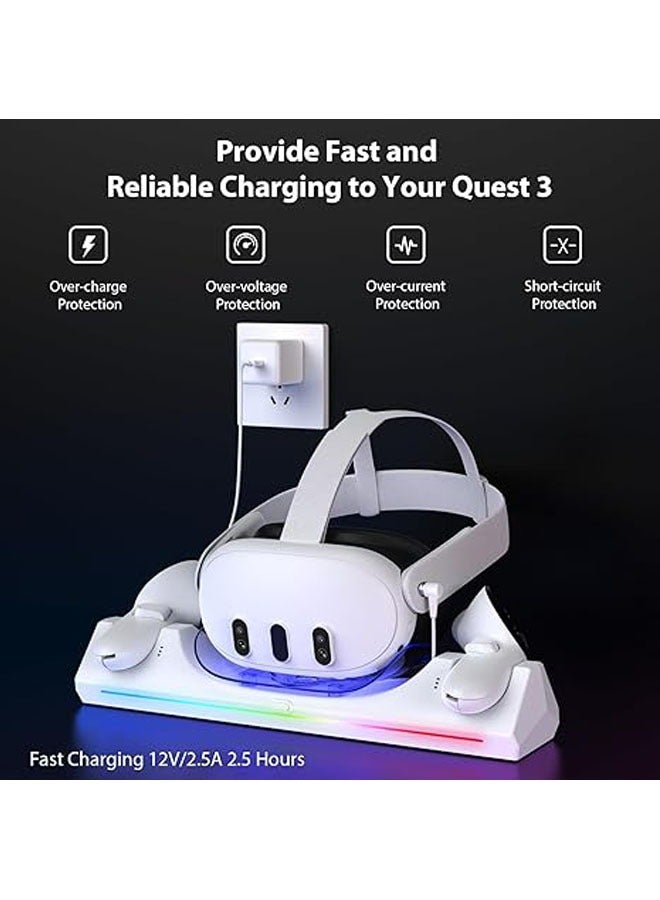 General Meta Quest 3 RGB Light Charging Dock, 30W Fast Charging VR Headset Charging Dock for Quest 3 Headset and Controller Charging Station  - Image 4