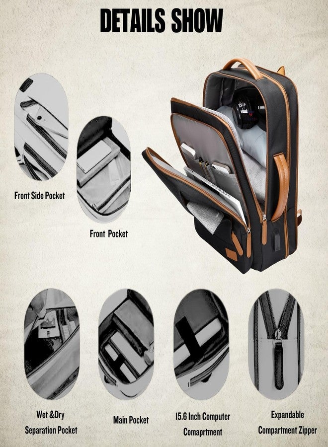 TOURTIER Stylish Laptop Backpack for Men & Women with USB Charging Port, Compatible Laptop 15.5-inch (BLACK) - Image 5