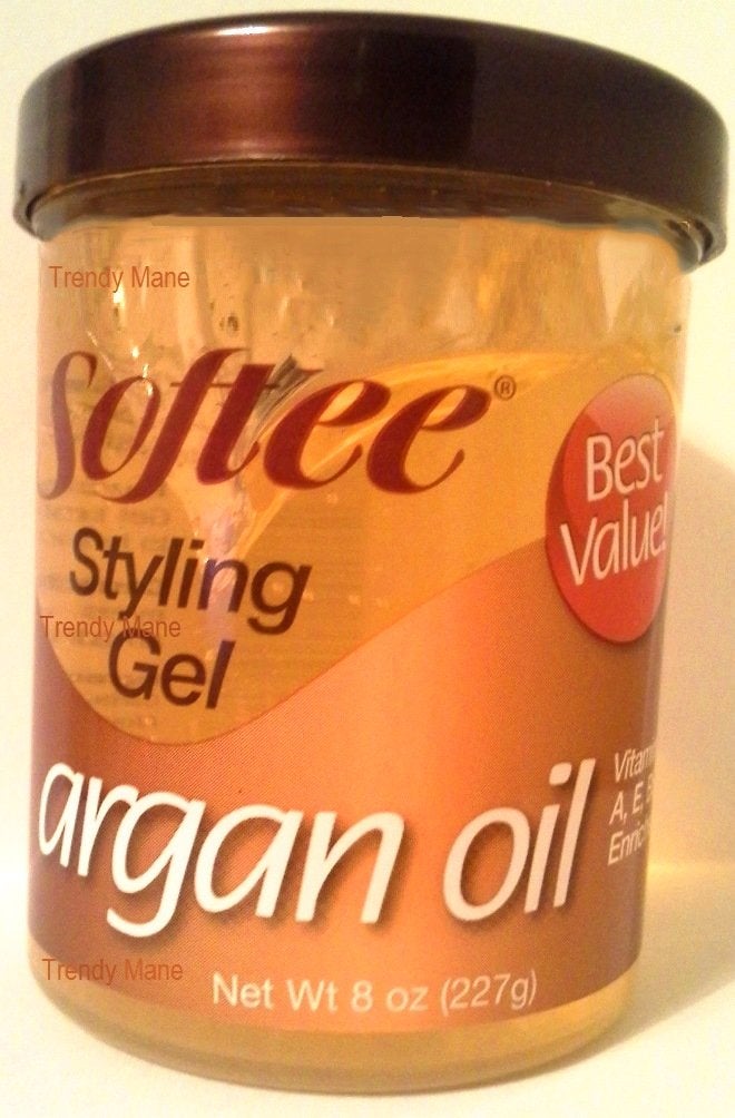 Softee argan oil styling gel 8 ounce, Yellow, 8 Ounce - Image 1