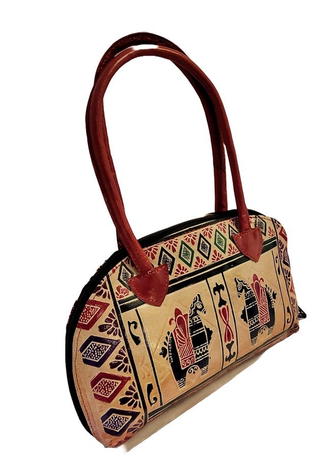 CLASSIQUE Shantiniketan Pure Leather Printed Handbag Women Batua Doublr Horse - Image 5
