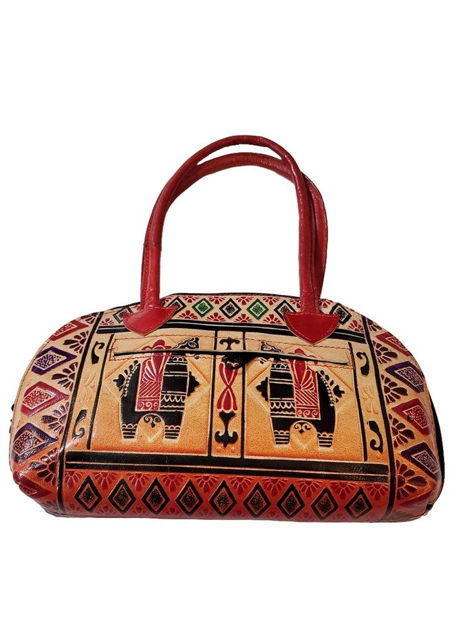 CLASSIQUE Shantiniketan Pure Leather Printed Handbag Women Batua Doublr Horse - Image 4