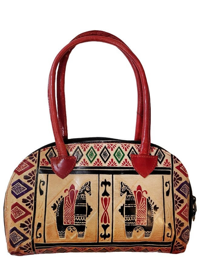 CLASSIQUE Shantiniketan Pure Leather Printed Handbag Women Batua Doublr Horse - Image 3