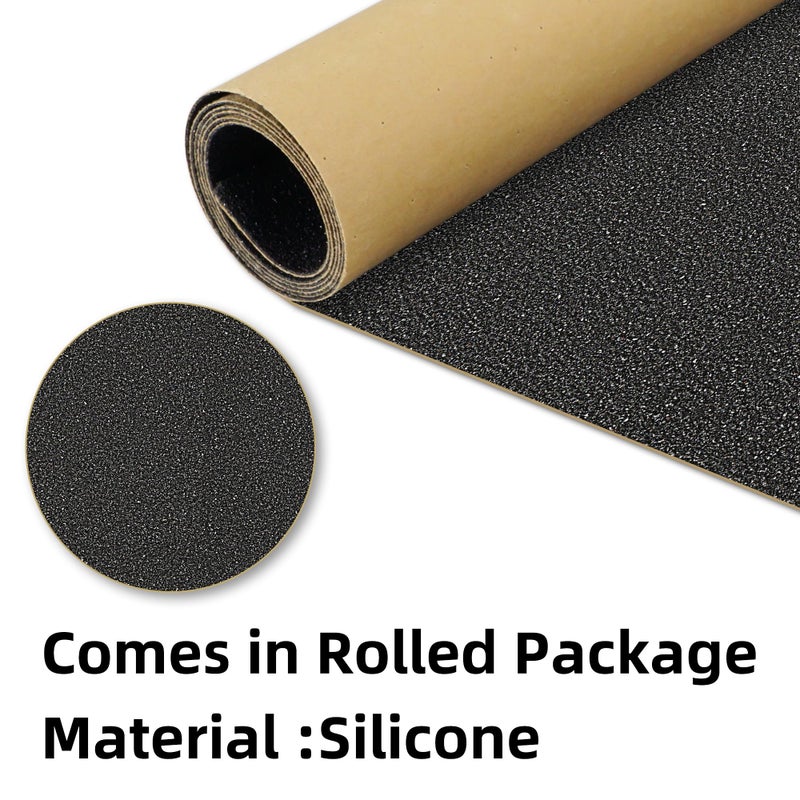 Zeato Grip Tape 33x9â€™â€™ Non Slip Silicone-Carbide Bubble Free Application Easy to Cut and Trim High Strength Sandpaper for Skateboards Scooters - Black - Image 4