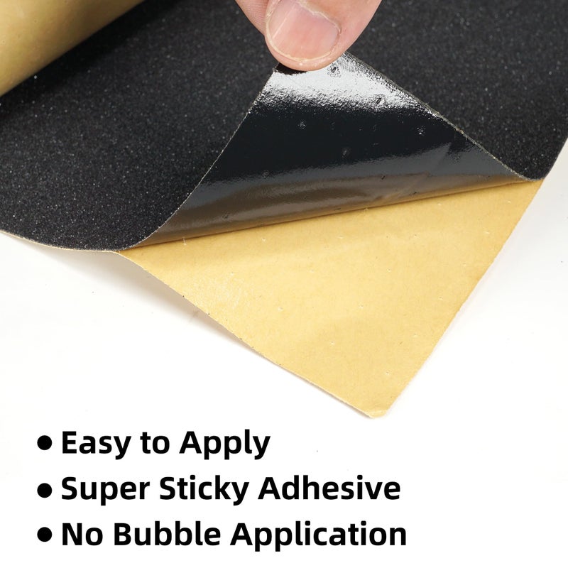 Zeato Grip Tape 33x9â€™â€™ Non Slip Silicone-Carbide Bubble Free Application Easy to Cut and Trim High Strength Sandpaper for Skateboards Scooters - Black - Image 5