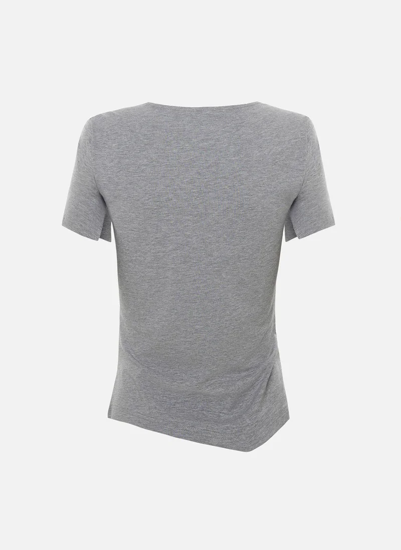 Lichi  Short-sleeved T-shirt with an asymmetrical hem for Women | Best Price UAE