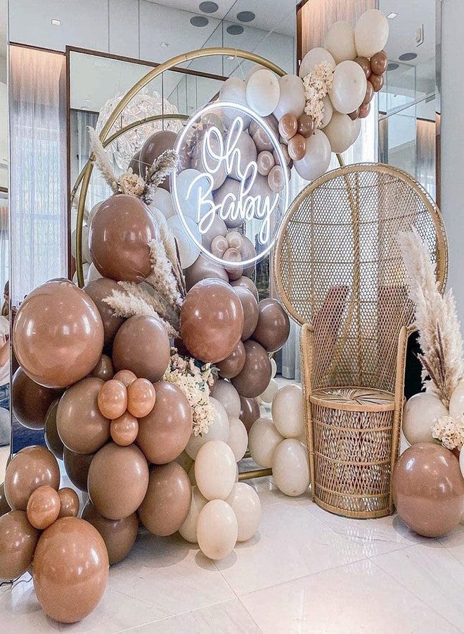 Haptda Brown White Blush Latex Balloons 12 Inch Neutral Assorted Color Balloon 12in with Ribbon for Baby Shower Birthday Party Decorations 60pcs - Image 5