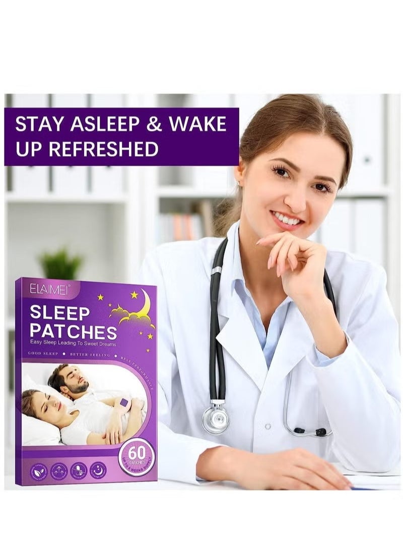 Elaimei - Sleep Patches Sleep Patches for Adults, Natural Sleep Aid Patches for Restful Sleep - Wake up Refreshed and Rejuvenated - Cruelty Free Sleep Alternative 60 Patches, Sleeping Patch for Men and Women. - Image 1