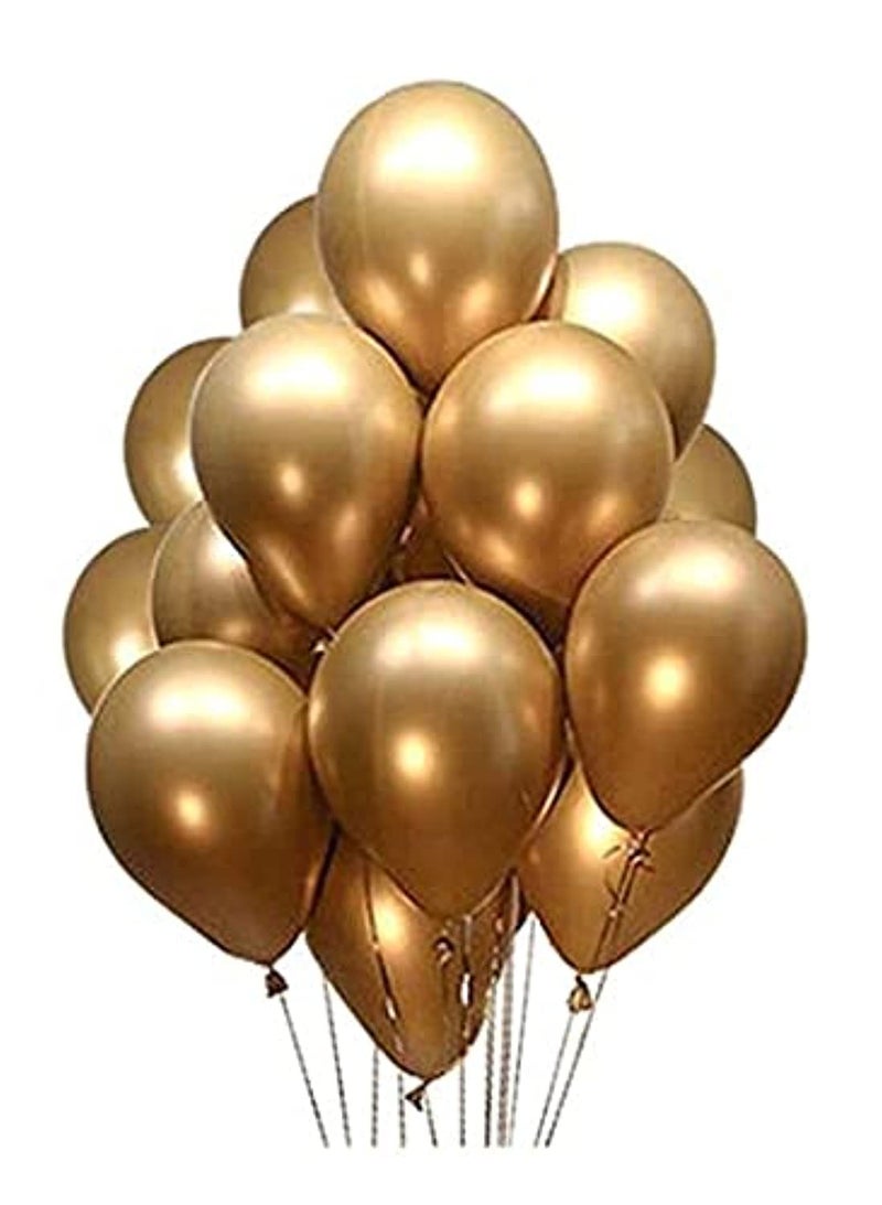 PARTY TIME  10Piece Gold Chrome Round Birthday Party Decoration Metallic Latex Balloon Set 12inch - Image 1