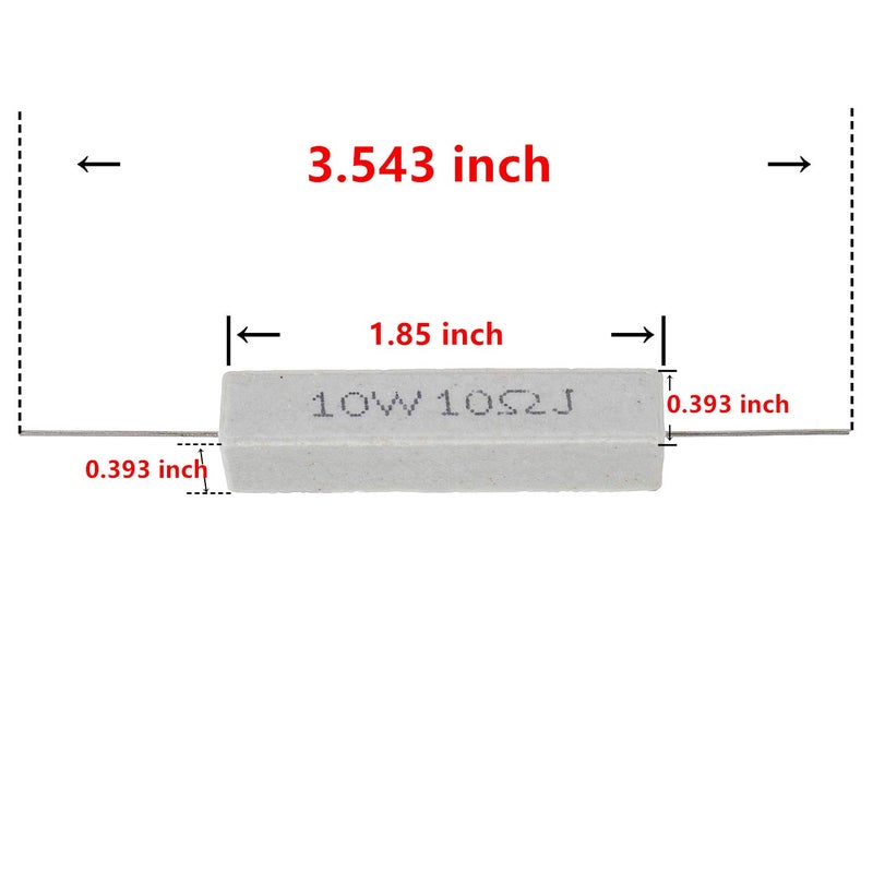 BOJACK مقاوم سيراميكي 10 واط 10 أوم مقاومة 5% مقاومات سلكية سيراميكية (عبوة من 5) - Image 2