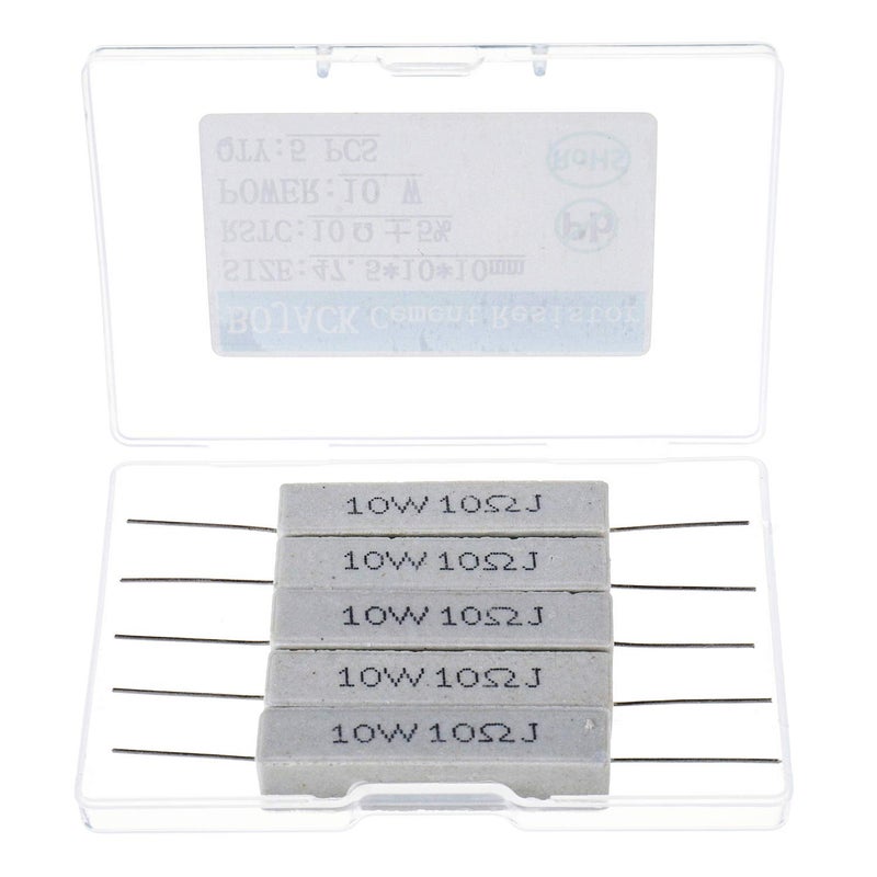 BOJACK مقاوم سيراميكي 10 واط 10 أوم مقاومة 5% مقاومات سلكية سيراميكية (عبوة من 5) - Image 3
