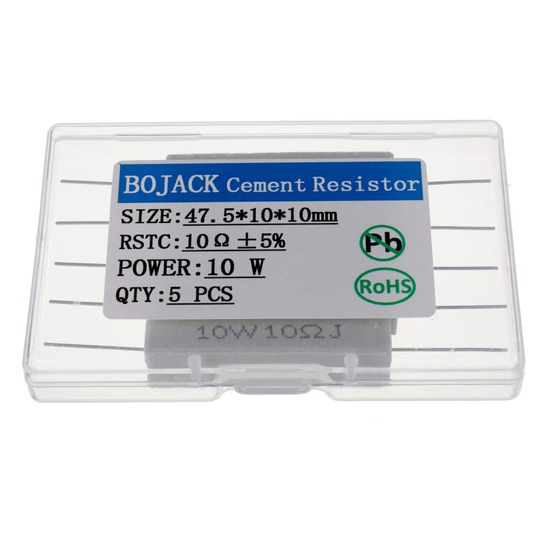 BOJACK مقاوم سيراميكي 10 واط 10 أوم مقاومة 5% مقاومات سلكية سيراميكية (عبوة من 5) - Image 4