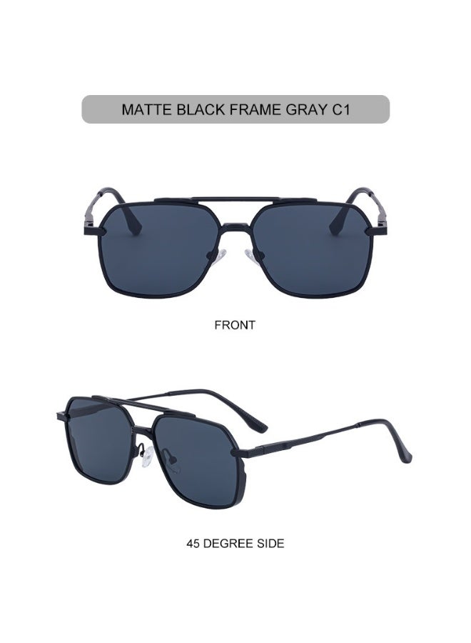 Classic Square Metal Sunglasses - Premium Double Bridge Aviator Sunnies for Men - Image 2