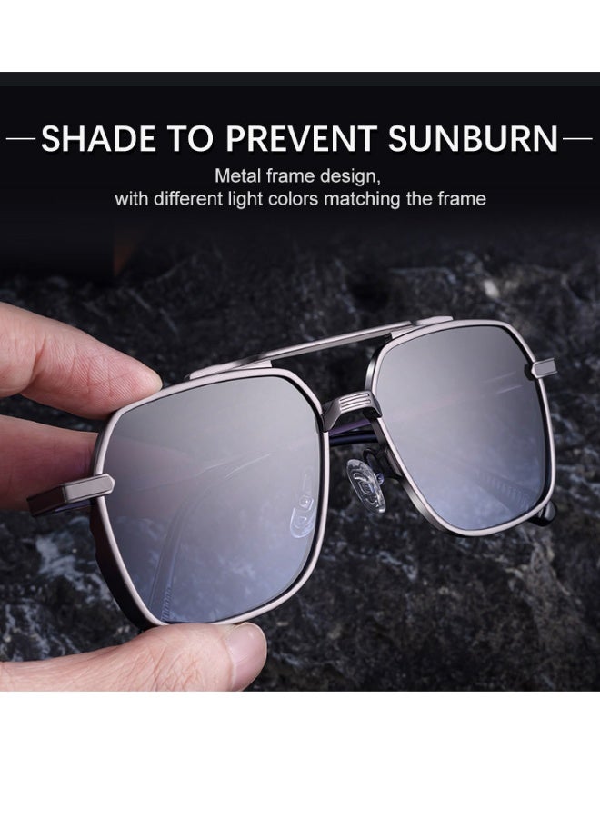 Classic Square Metal Sunglasses - Premium Double Bridge Aviator Sunnies for Men - Image 4