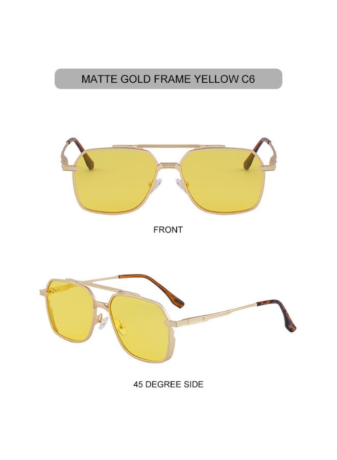 Classic Square Metal Sunglasses - Premium Double Bridge Aviator Sunnies for Men - Image 1