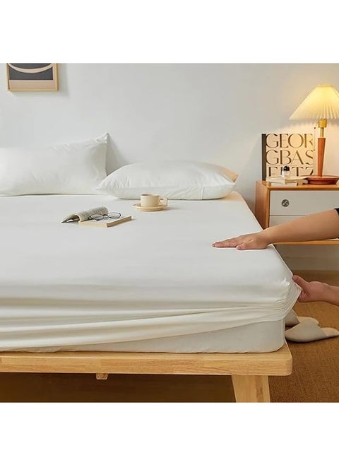Plain Fitted Sheet Set of 3 for Hotels Homes Touristic Villages Off White