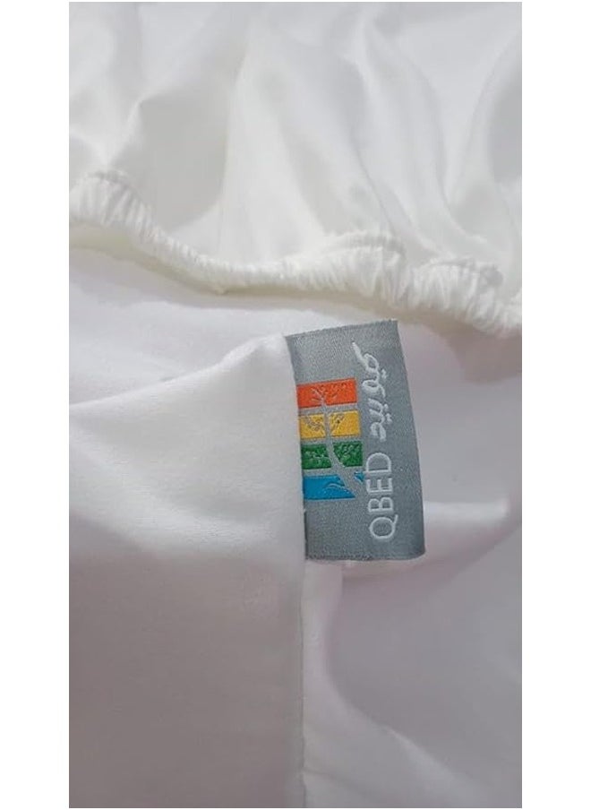 QBED - Plain Fitted Sheet Set of 3 for Hotels Homes Touristic Villages Off White - Image 1