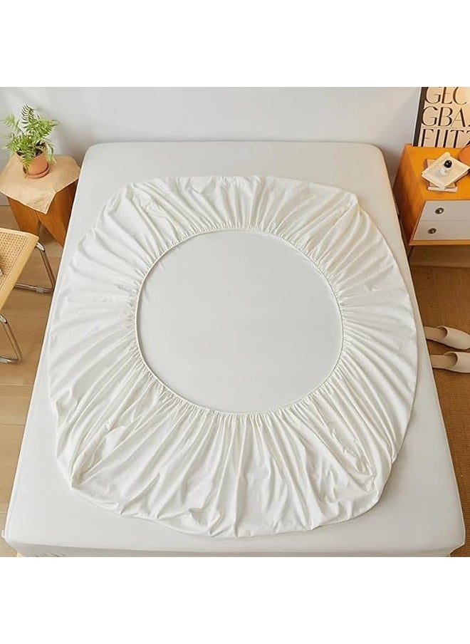 QBED Plain Fitted Sheet Set of 3 for Hotels Homes Touristic Villages Off White  - Image 5