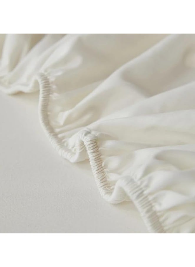 QBED - Plain Fitted Sheet Set of 3 for Hotels Homes Touristic Villages Off White - Image 1