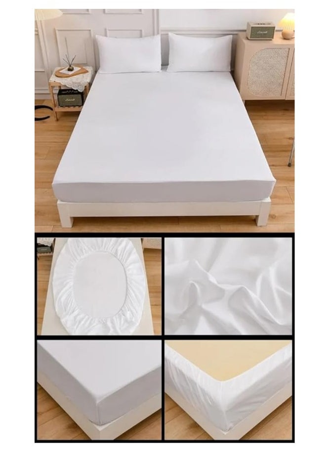 QBED - Plain Fitted Sheet Set of 3 for Hotels Homes Touristic Villages Off White - Image 1